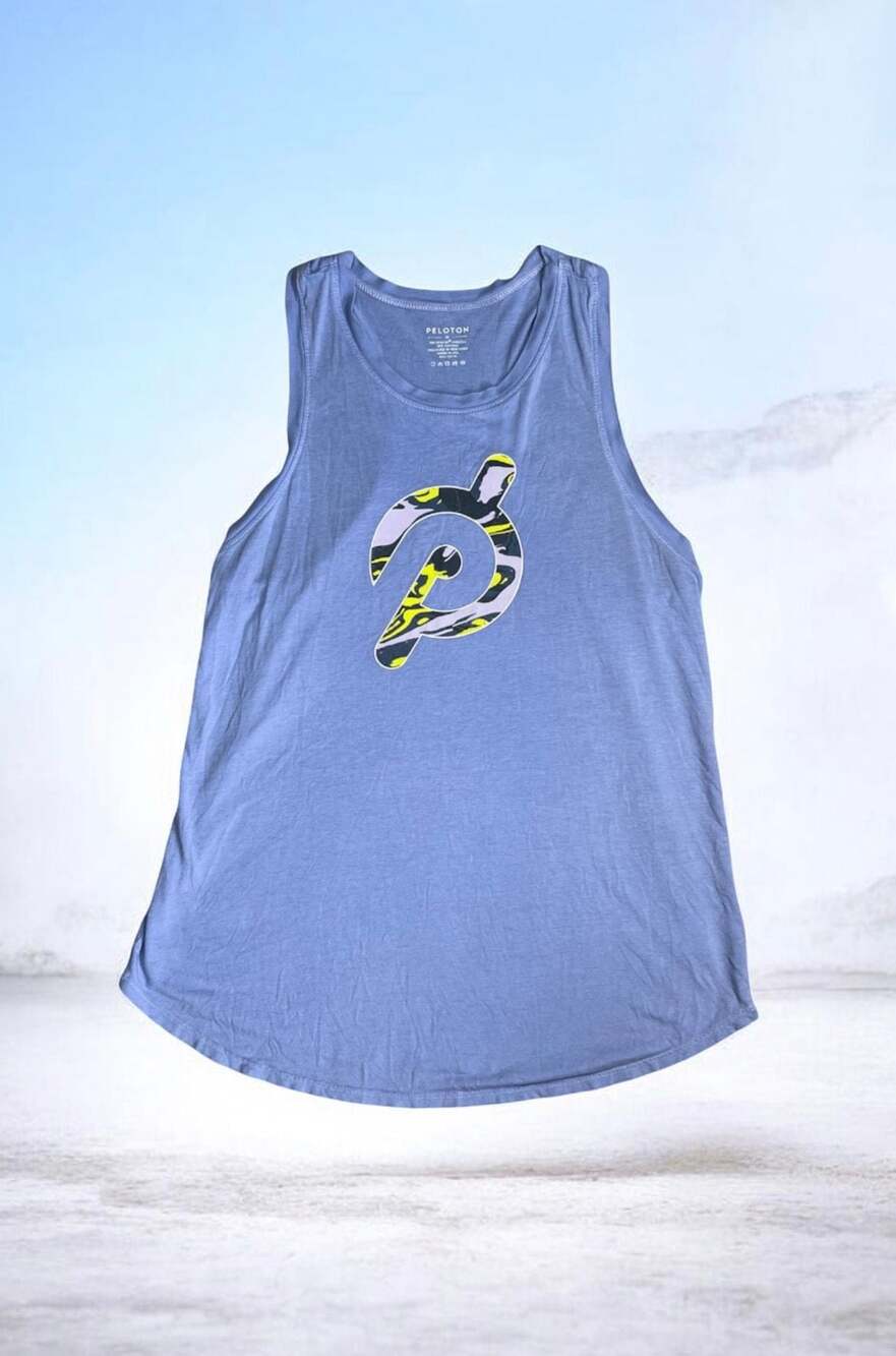 Peloton Racerback Tank Top Blue Marble Logo Size M